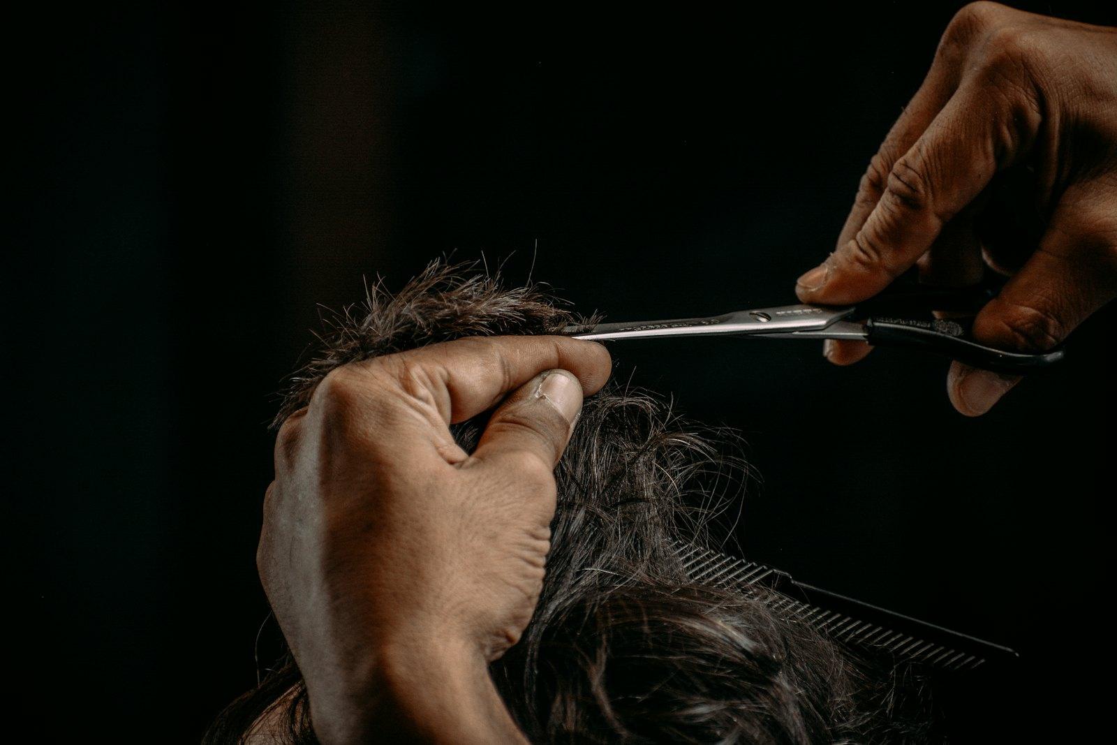 Close-up of a precision cut with scissors
